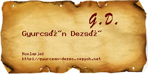 Gyurcsán Dezső névjegykártya